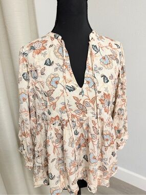 Dear John Cream Tunic with Peach & Light Blue Floral Print